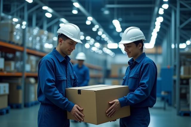 現代の物流倉庫で働く献身的なチーム